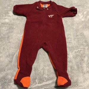 Virginia Tech Hokies Baby One Piece Size 0-3m Football Fuzzy Fleece Footy